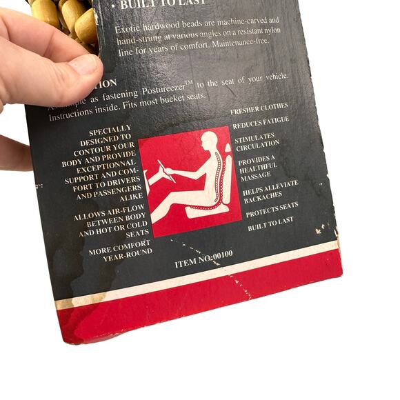 Vintage Orig postureezer Wooden Beaded Massage Chair Car Seat Cover Nwt - Picture 5 of 7